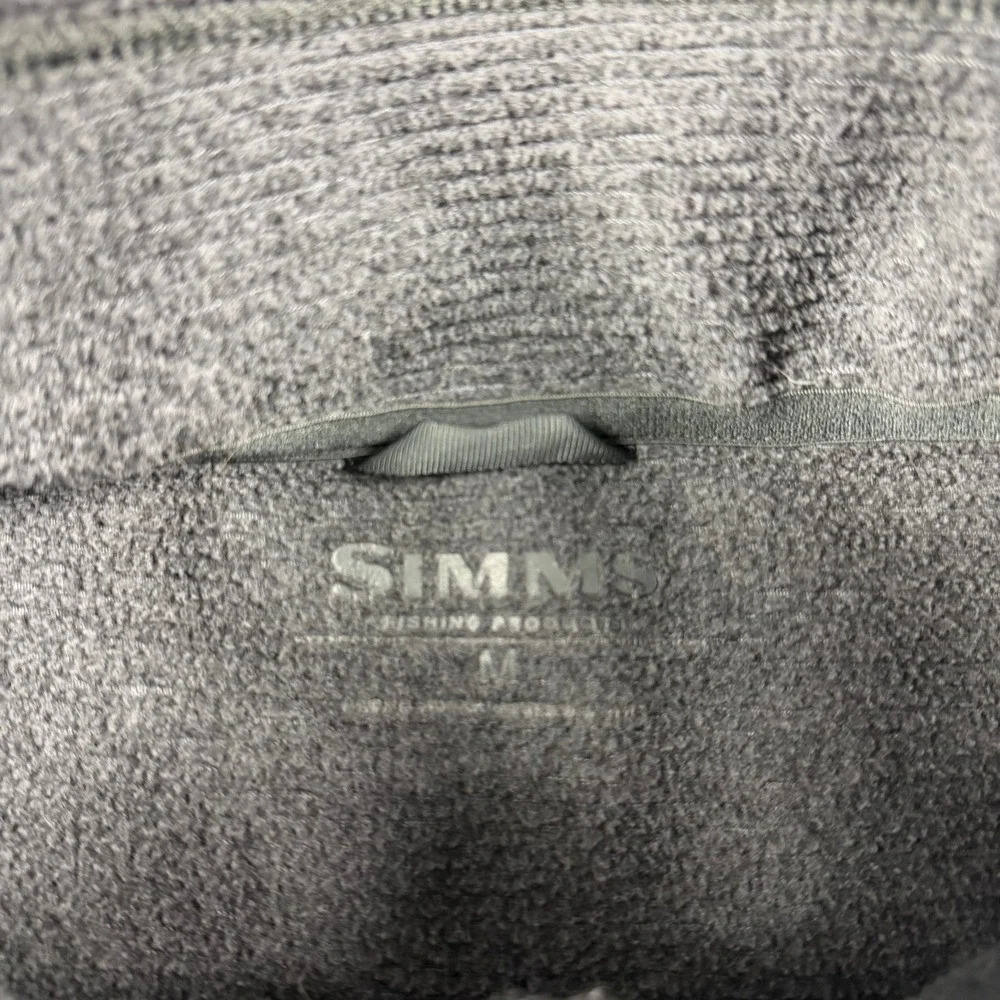 Simms Fleece Pullover Mens Medium Gray Quarter Zip Fishing Grid Tech Jacket